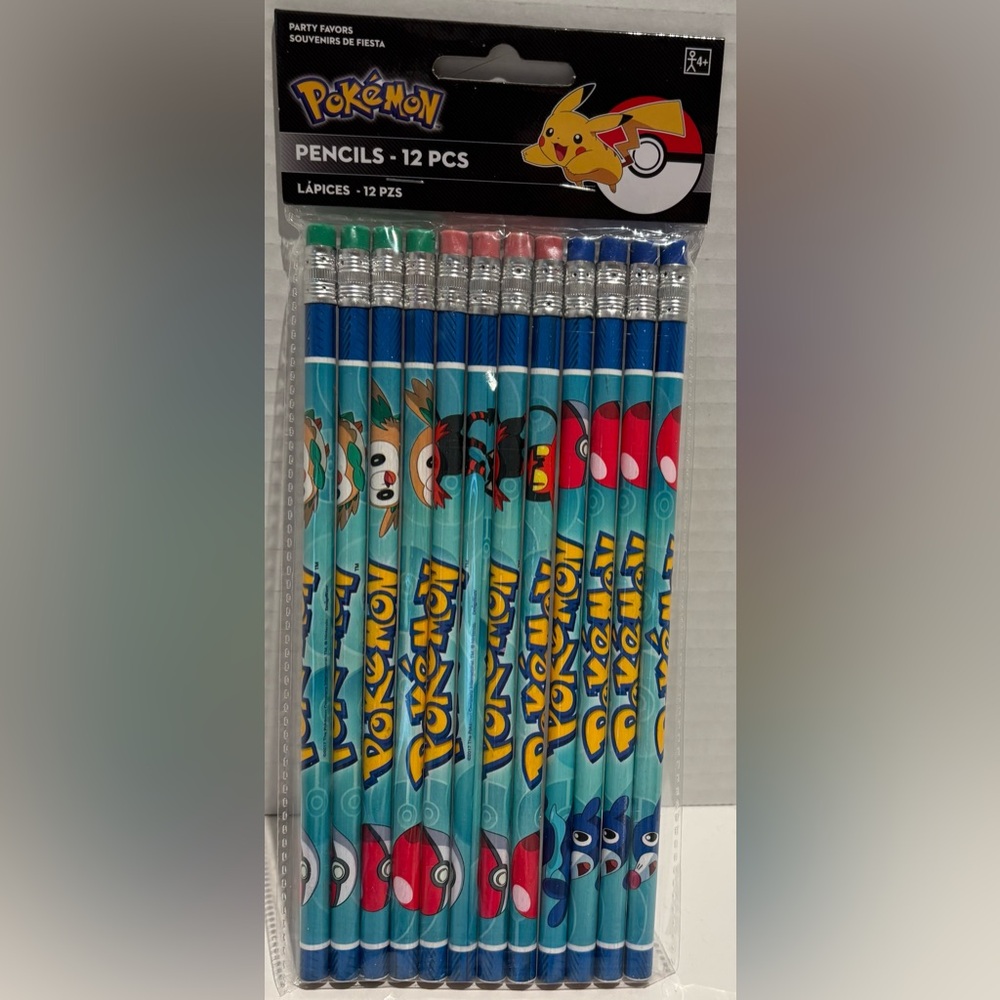 Pokemon 2017 PokeBall Pickachu Set of 12 Pencils-New Sealed